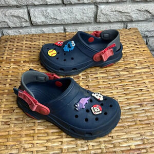 CROCS Kids Navy and Red Sandals with Character Charms